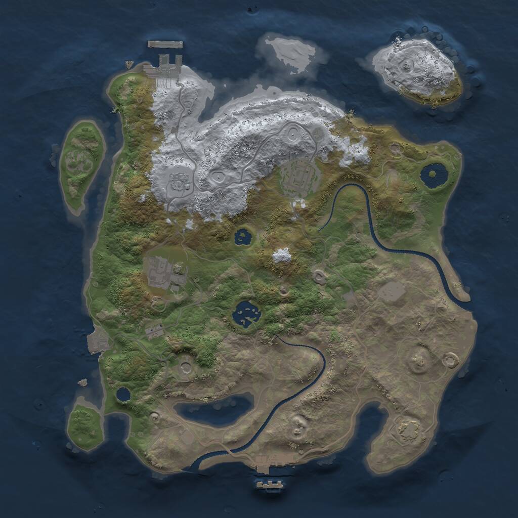 Rust Map: Procedural Map, Size: 3000, Seed: 440556838, 9 Monuments