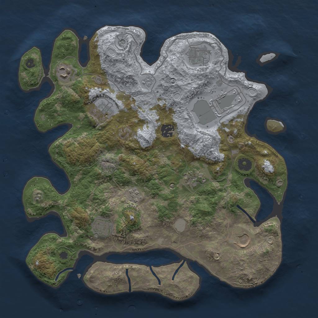Rust Map: Procedural Map, Size: 3500, Seed: 622526, 16 Monuments