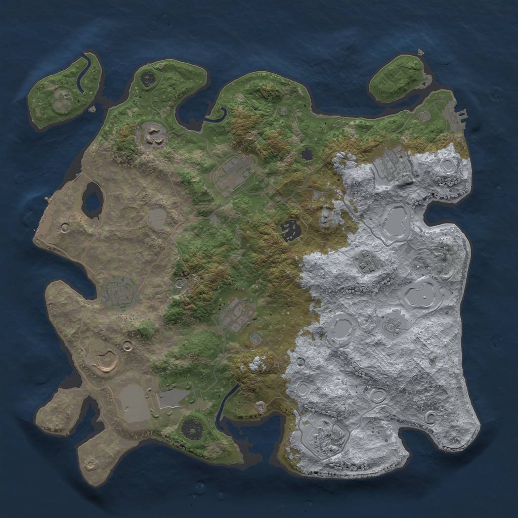Rust Map: Procedural Map, Size: 3666, Seed: 14, 19 Monuments