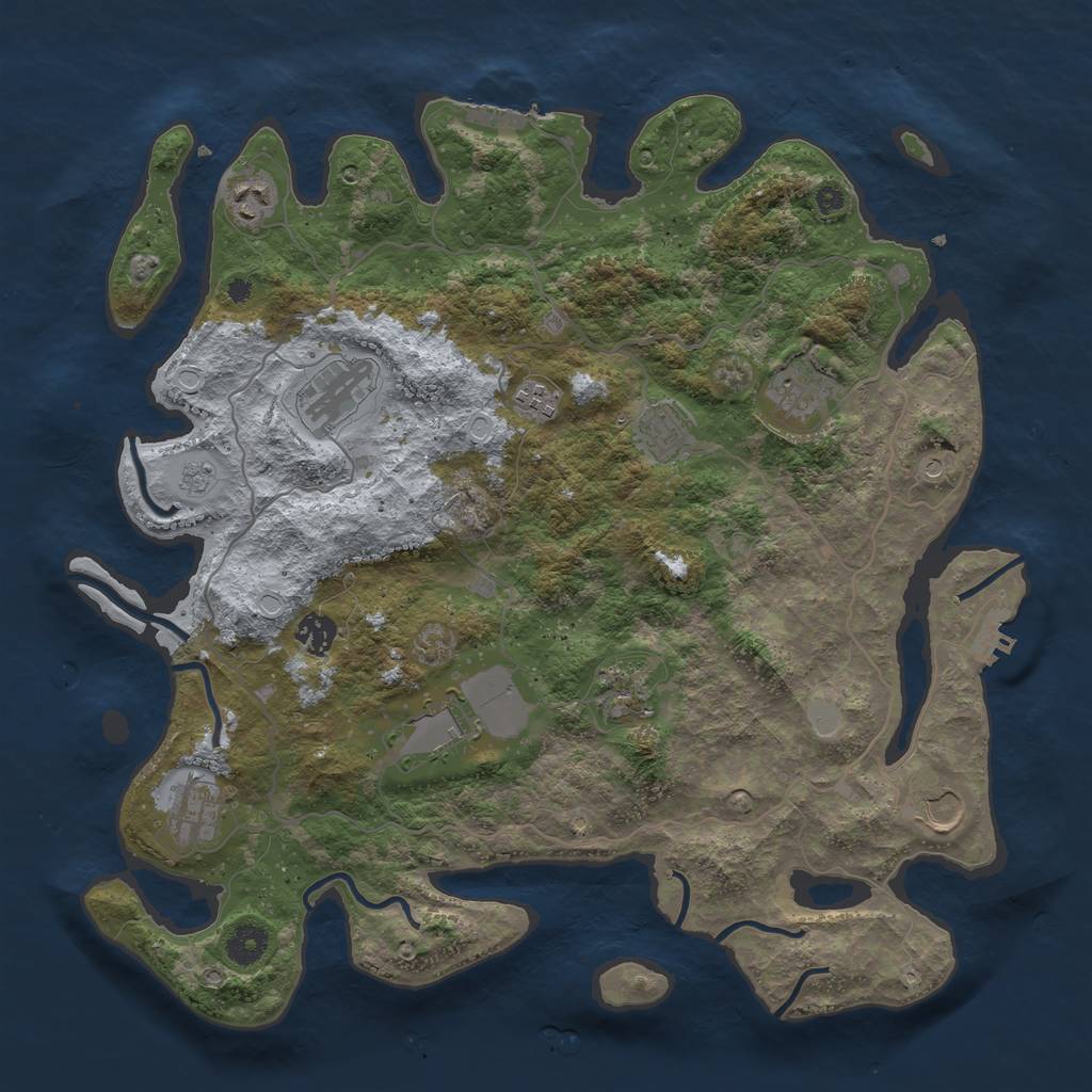 Rust Map: Procedural Map, Size: 4000, Seed: 138898674, 19 Monuments