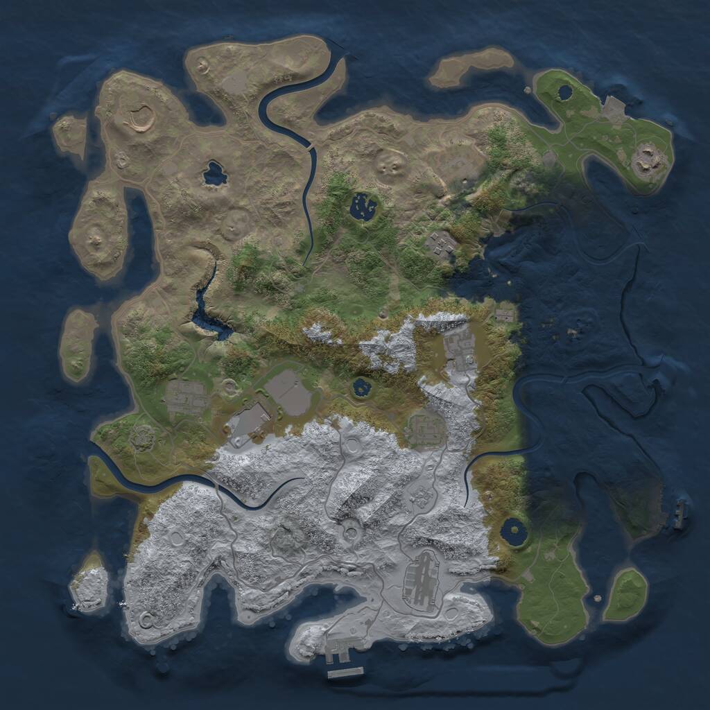 Rust Map: Procedural Map, Size: 4000, Seed: 227067267, 16 Monuments