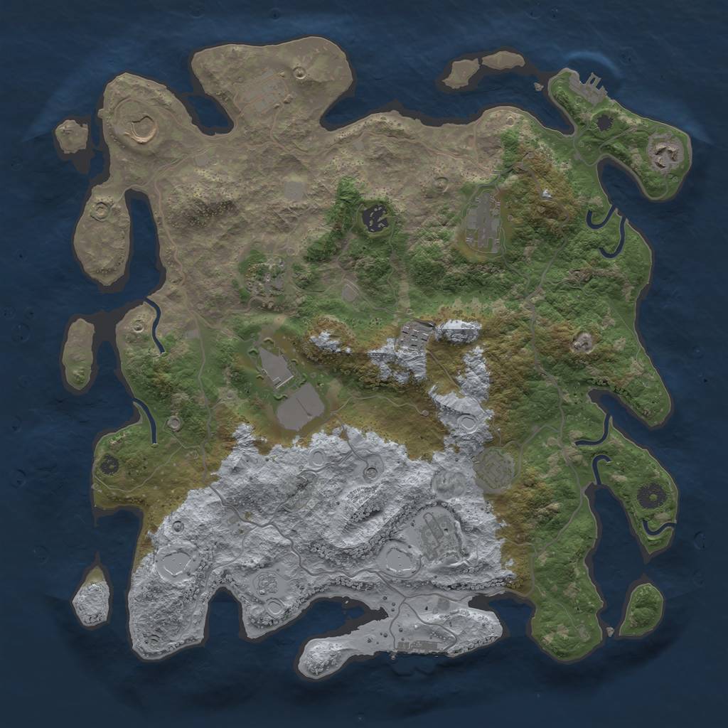 Rust Map: Procedural Map, Size: 4000, Seed: 227067267, 19 Monuments