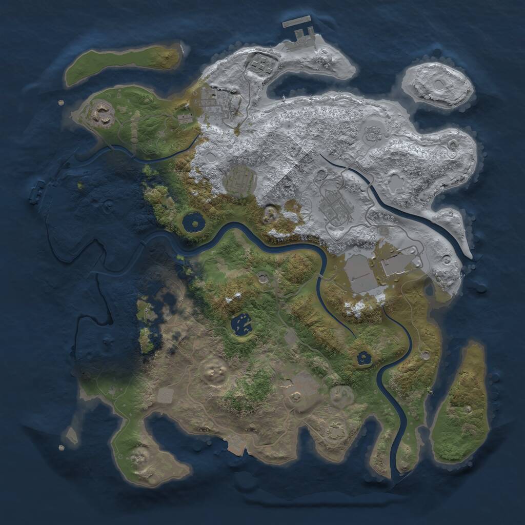 Rust Map: Procedural Map, Size: 3666, Seed: 24, 15 Monuments