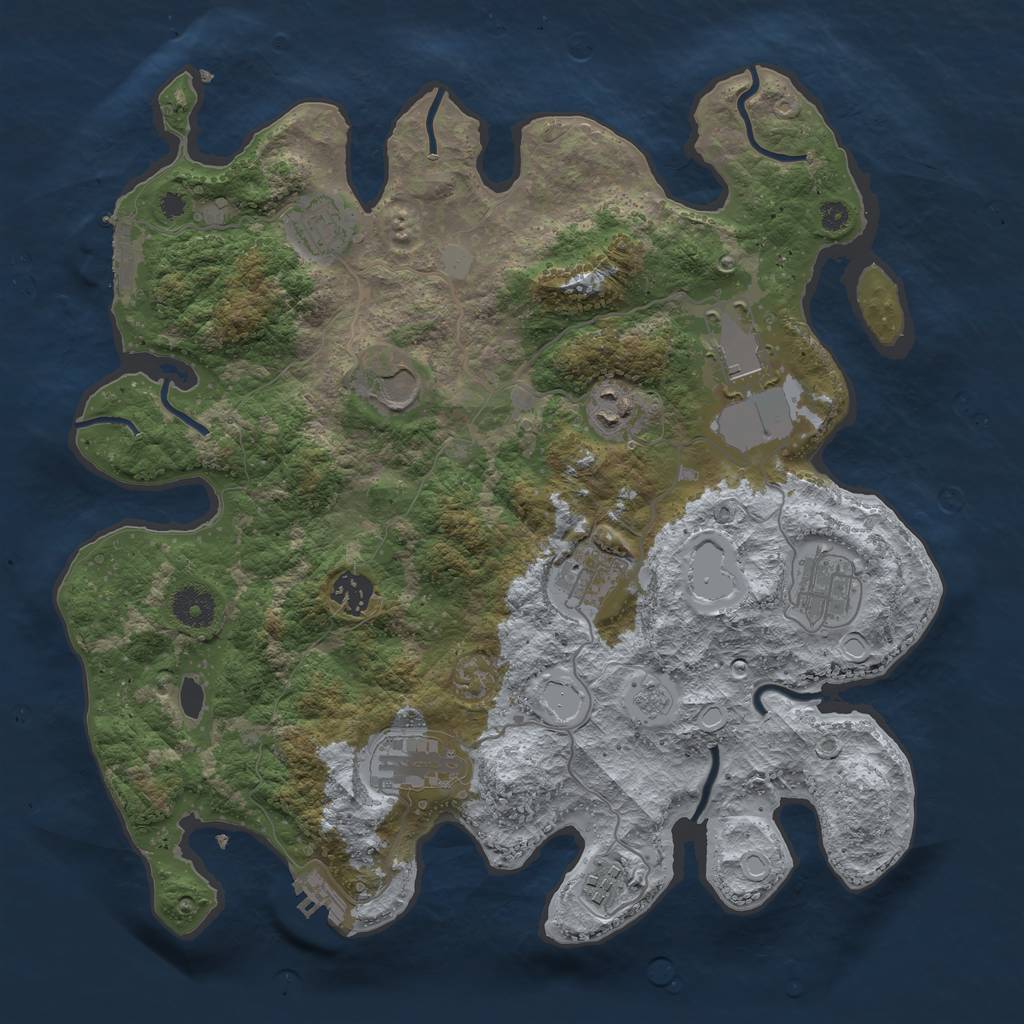 Rust Map: Procedural Map, Size: 3666, Seed: 20, 17 Monuments