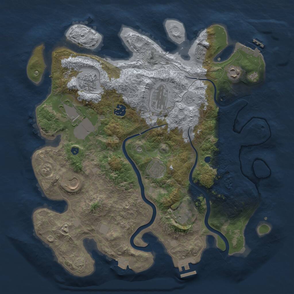 Rust Map: Procedural Map, Size: 3700, Seed: 42721, 15 Monuments