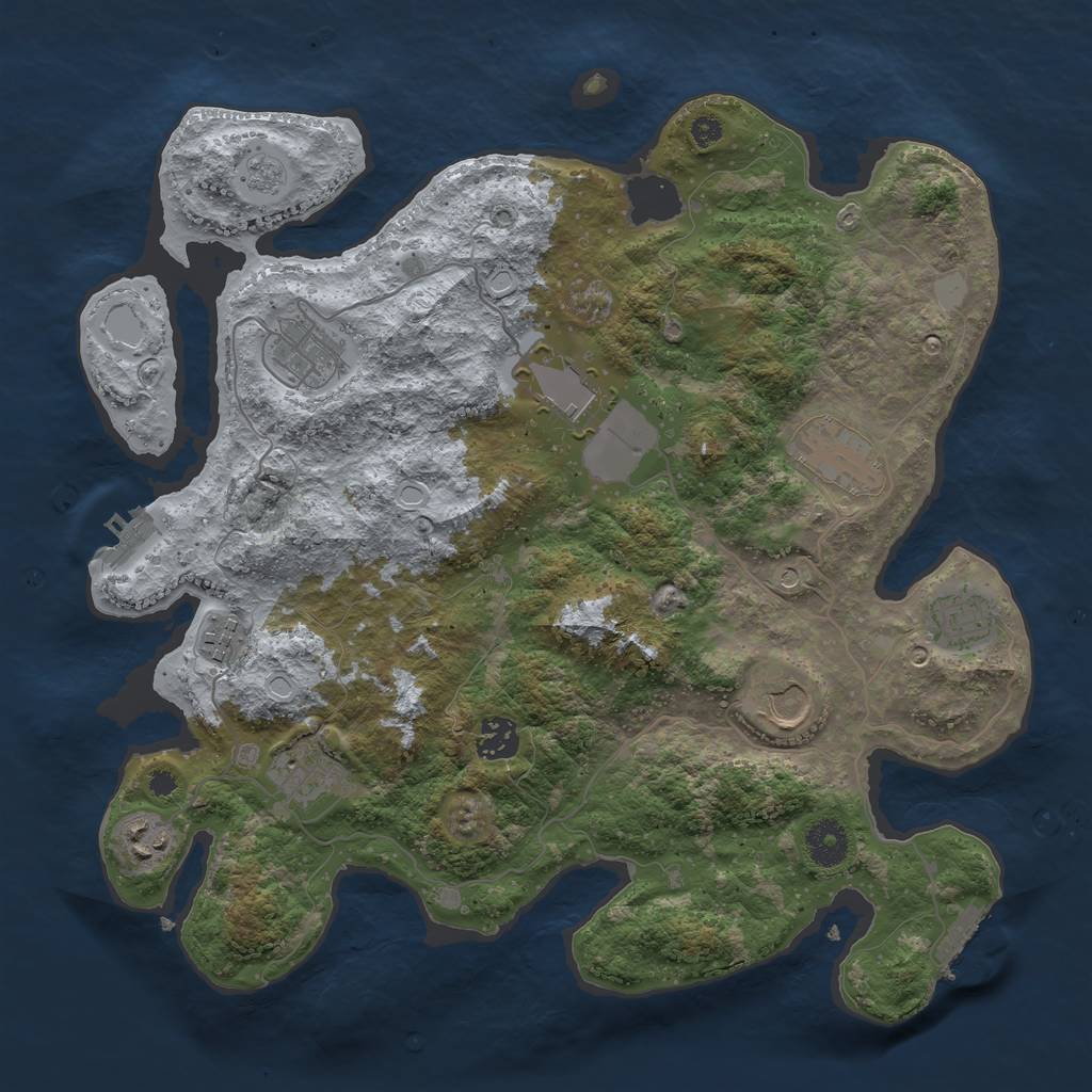 Rust Map: Procedural Map, Size: 3666, Seed: 8, 18 Monuments