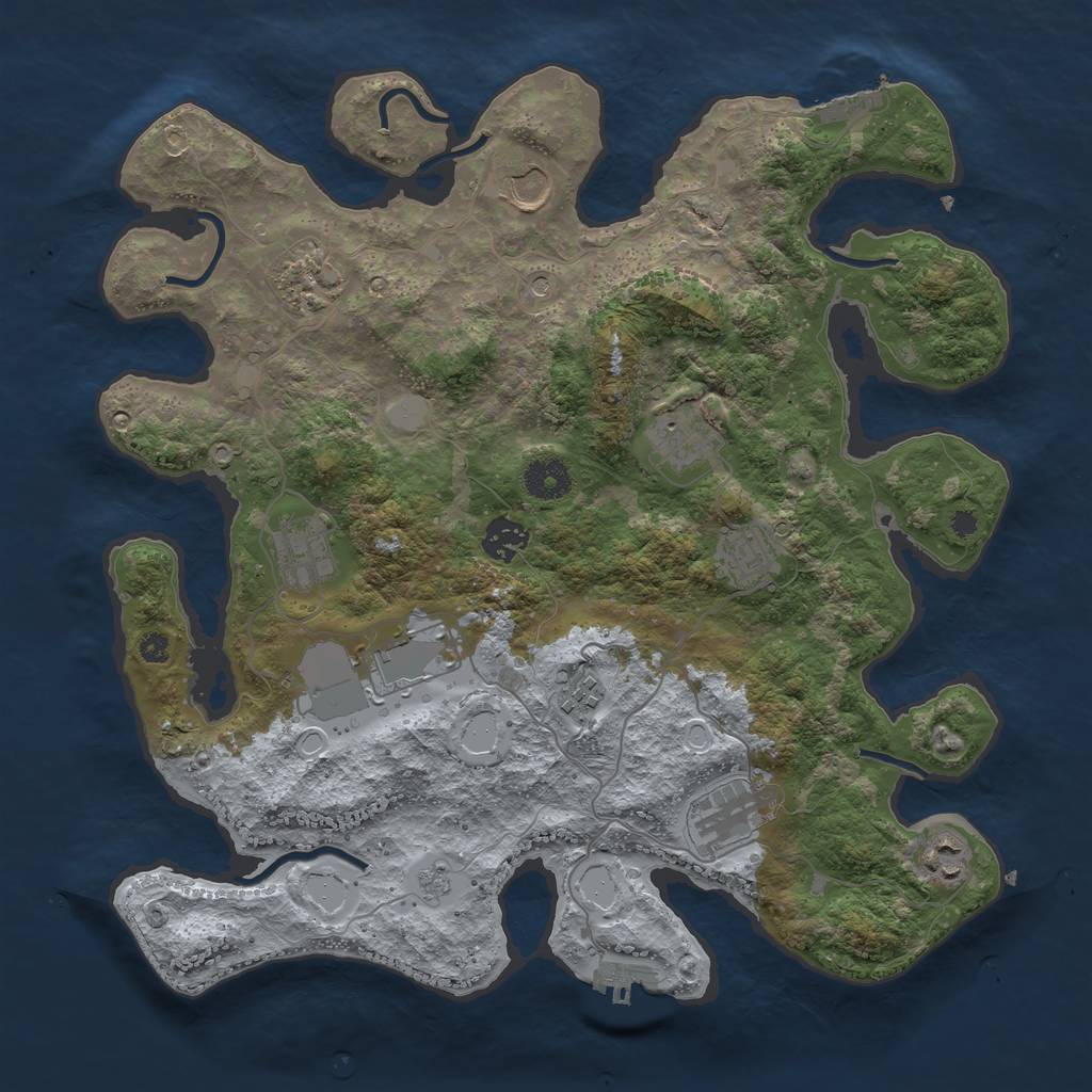 Rust Map: Procedural Map, Size: 3700, Seed: 111866370, 19 Monuments