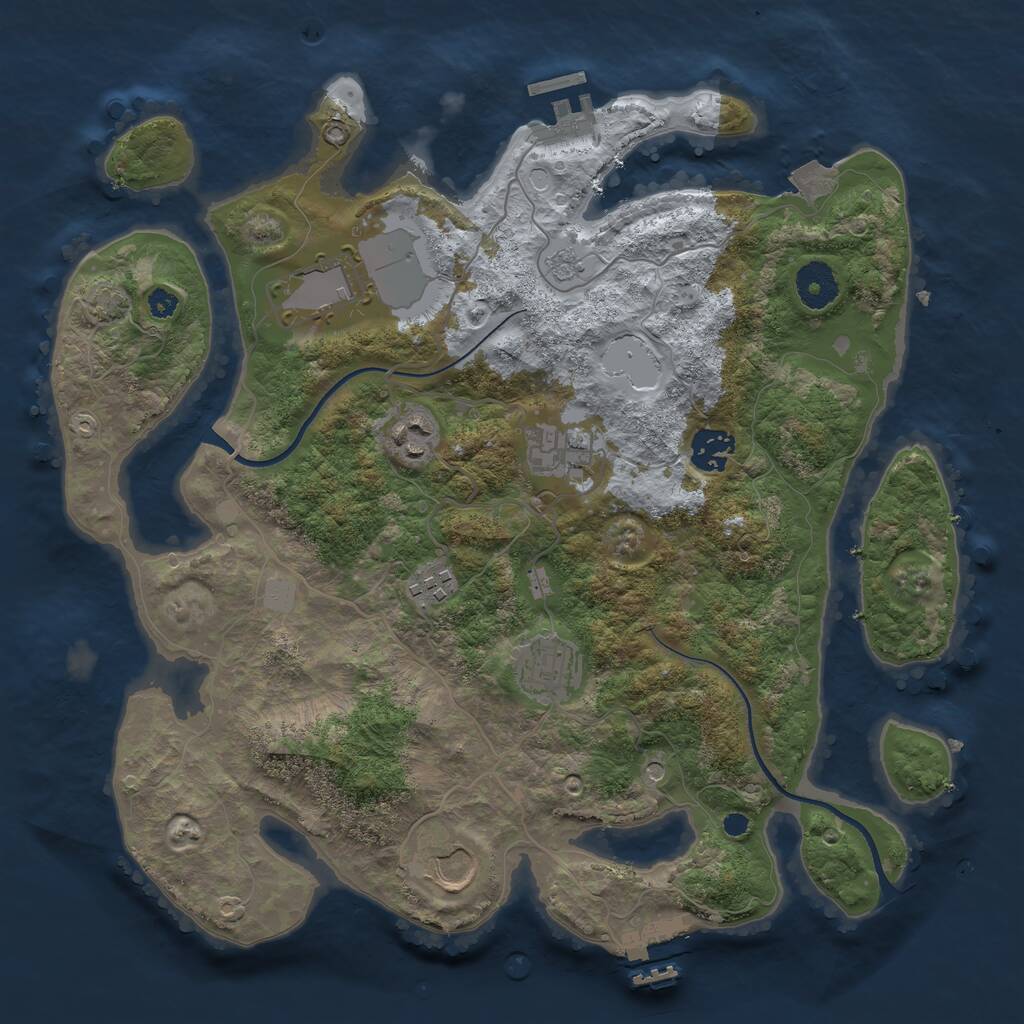 Rust Map: Procedural Map, Size: 3500, Seed: 1640450316, 13 Monuments