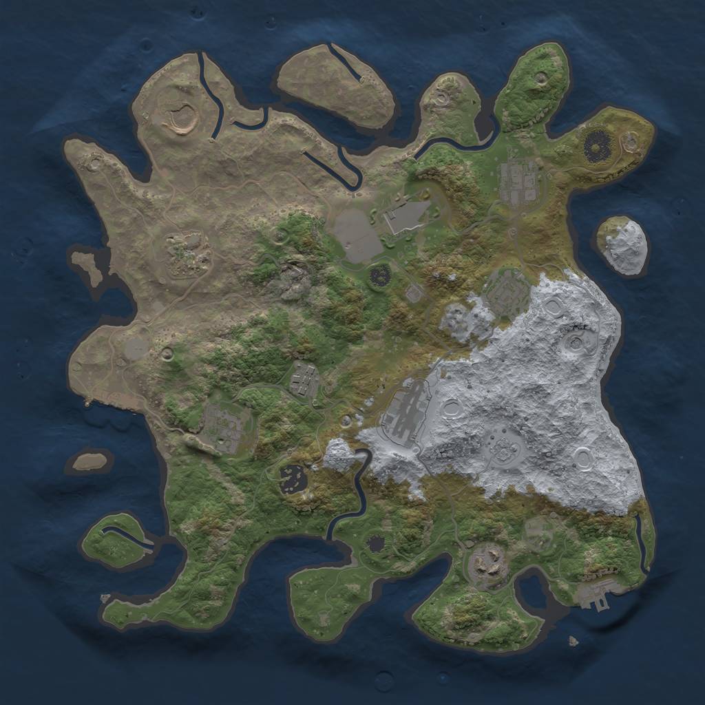 Rust Map: Procedural Map, Size: 3500, Seed: 601408042, 19 Monuments