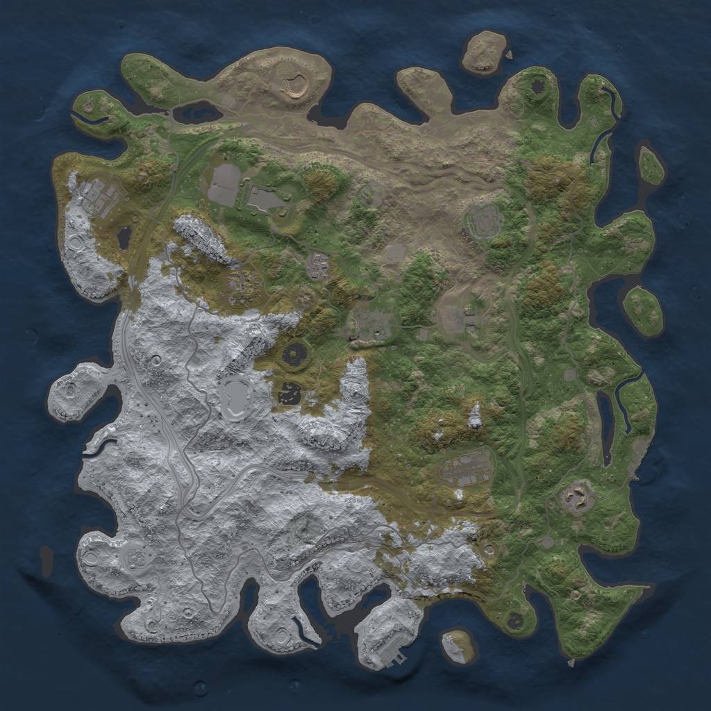 Rust Map: Procedural Map, Size: 4500, Seed: 654558, 20 Monuments