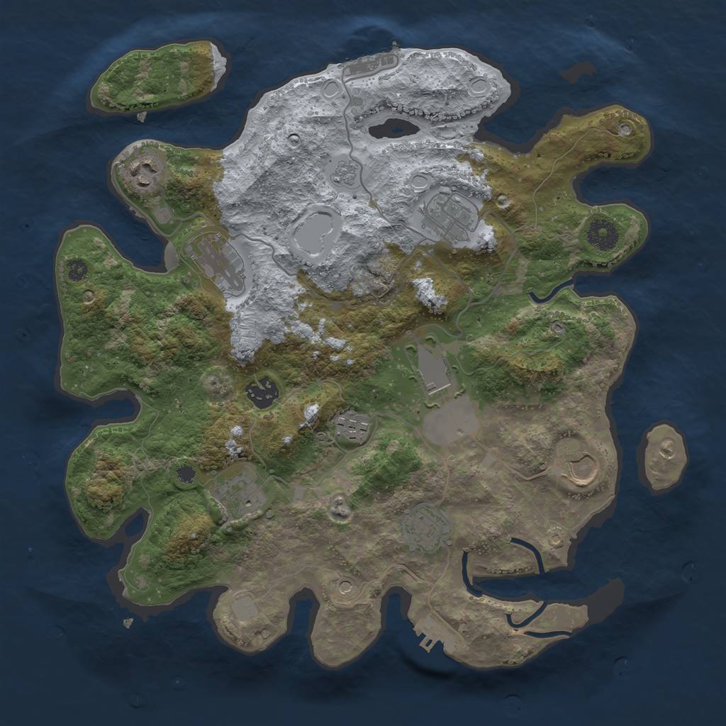 Rust Map: Procedural Map, Size: 3500, Seed: 1036581660, 18 Monuments