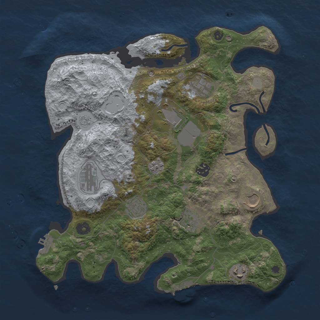Rust Map: Procedural Map, Size: 3500, Seed: 13385683, 17 Monuments