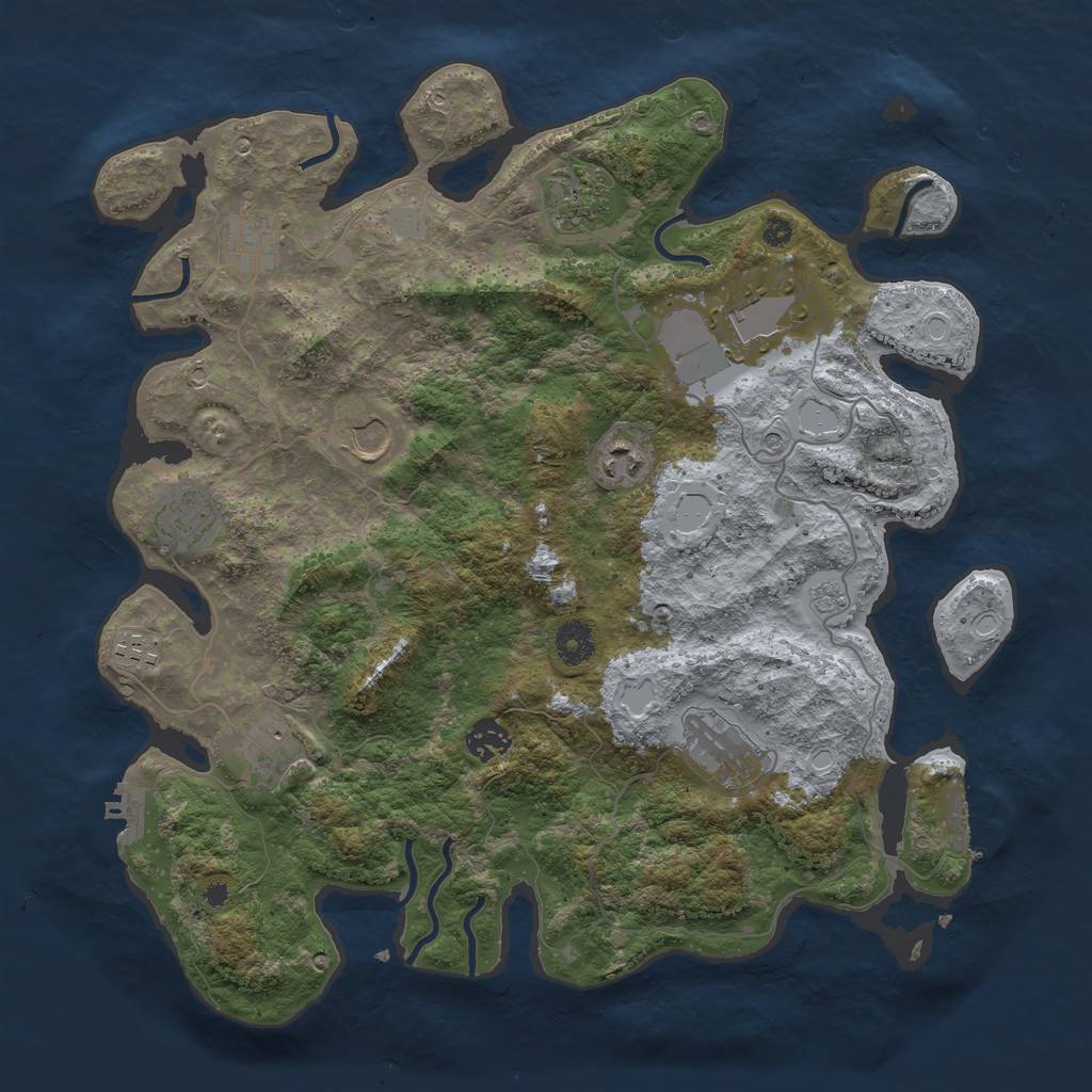 Rust Map: Procedural Map, Size: 3850, Seed: 114778277, 19 Monuments
