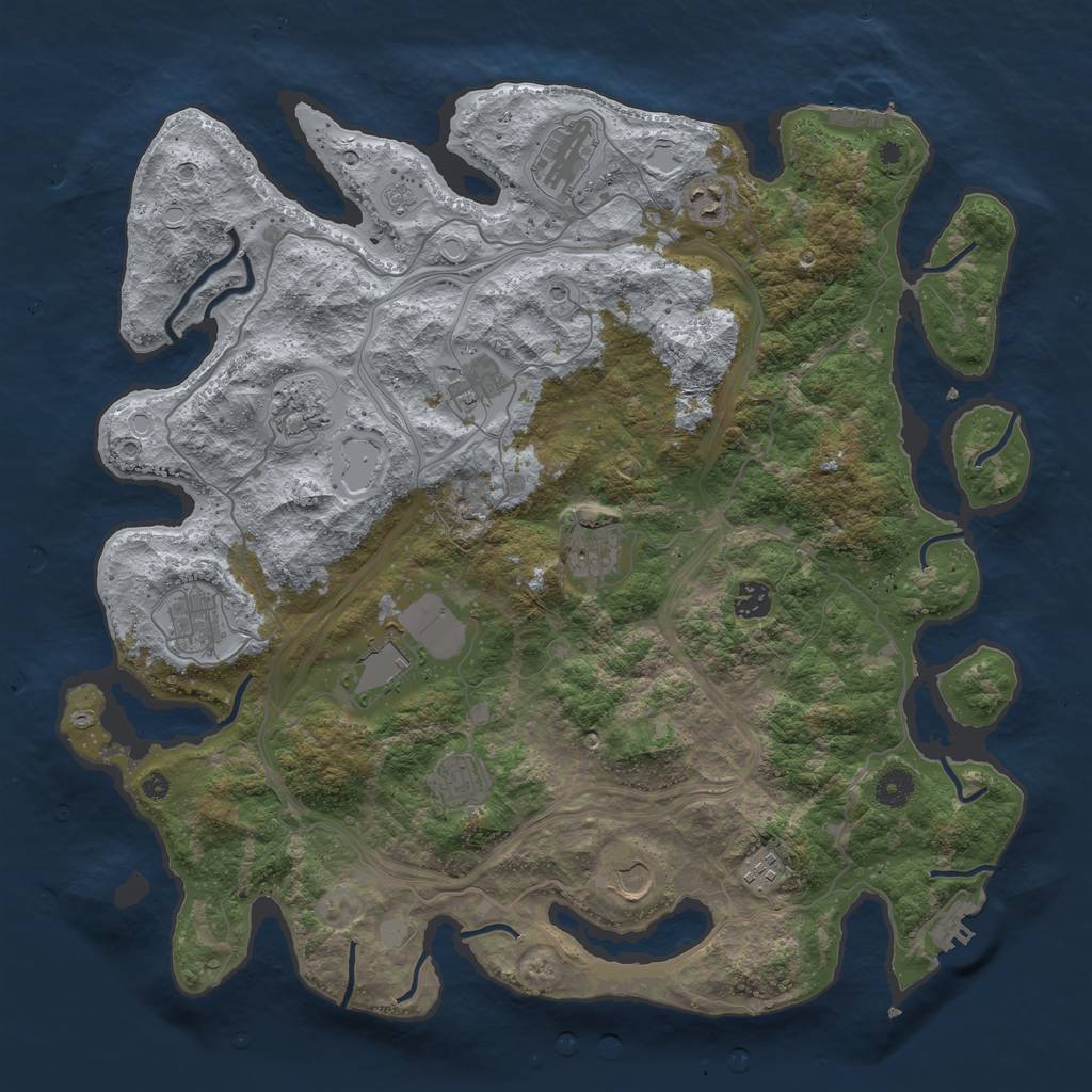 Rust Map: Procedural Map, Size: 4300, Seed: 296068169, 20 Monuments