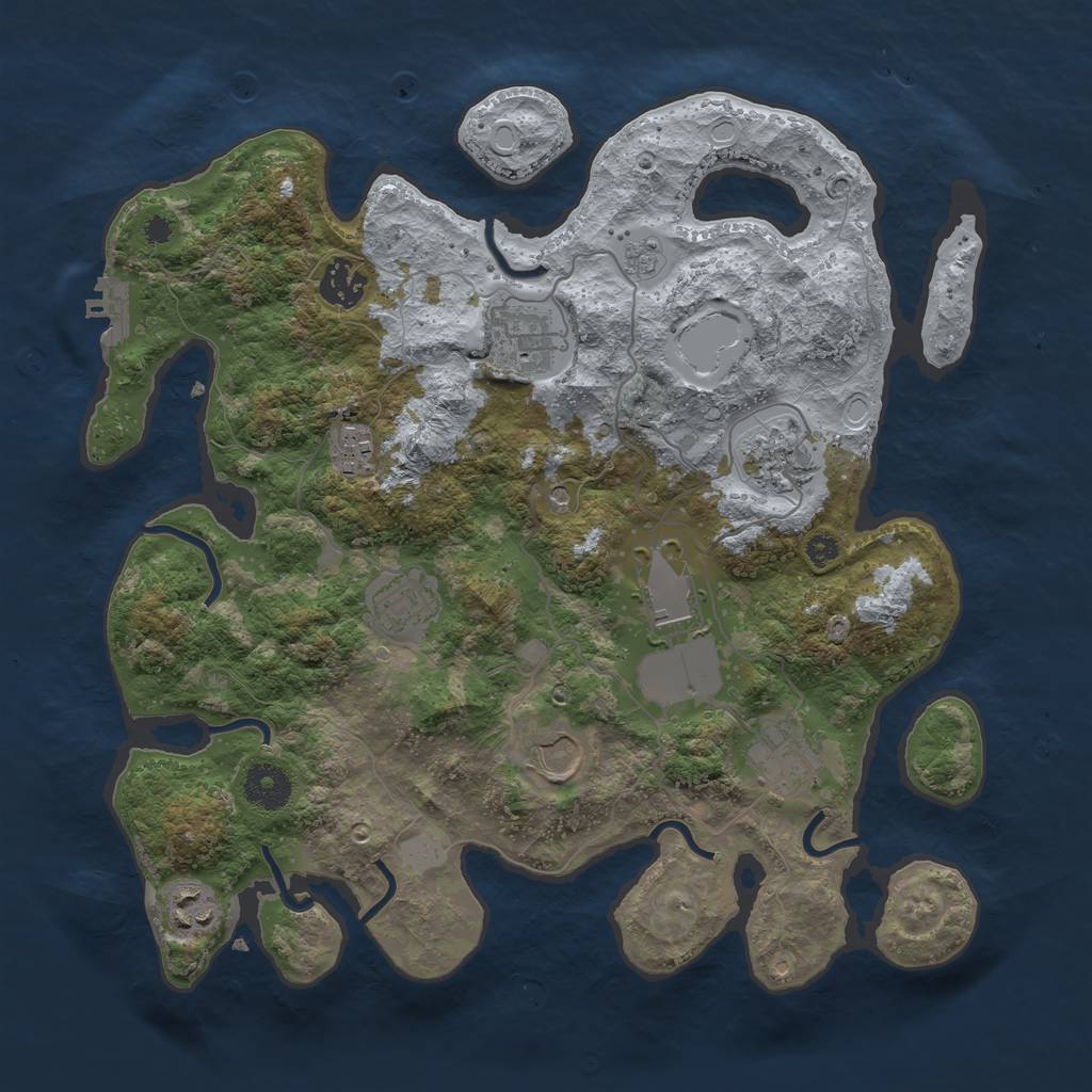 Rust Map: Procedural Map, Size: 3500, Seed: 837352197, 17 Monuments
