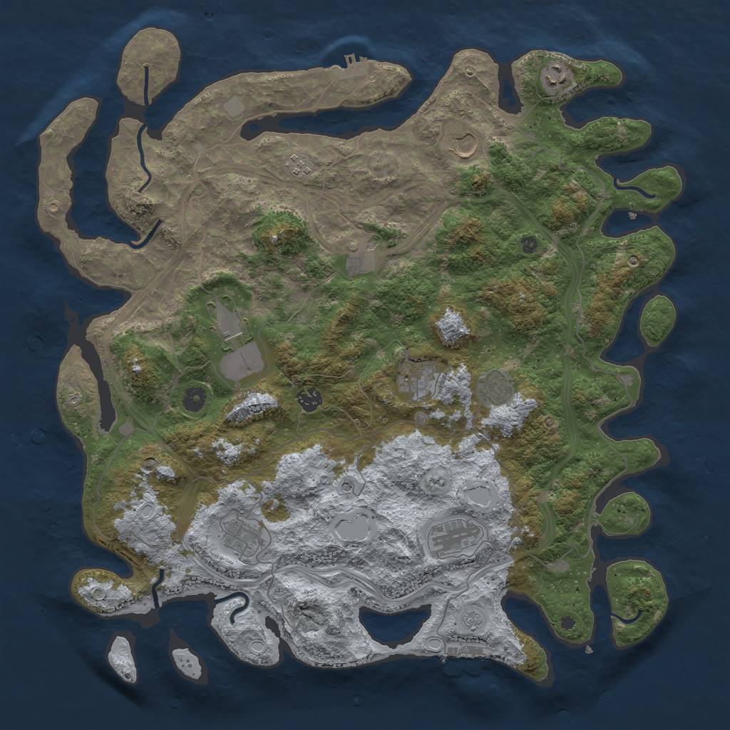 Rust Map: Procedural Map, Size: 4500, Seed: 417215, 19 Monuments