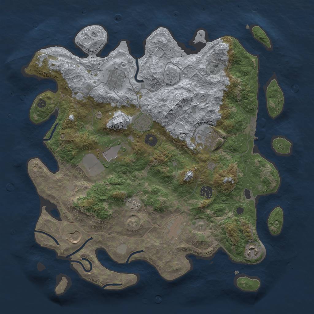 Rust Map: Procedural Map, Size: 3700, Seed: 700213671, 17 Monuments