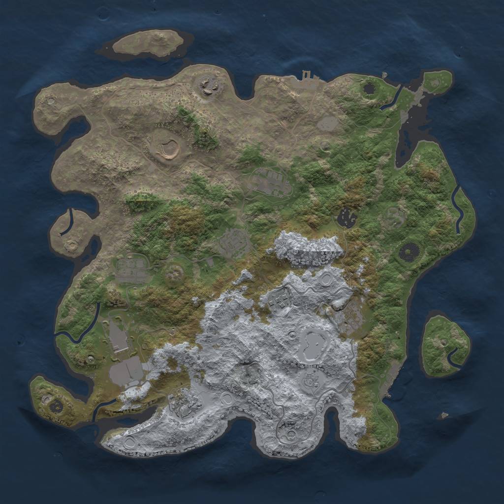 Rust Map: Procedural Map, Size: 3850, Seed: 261197974, 19 Monuments