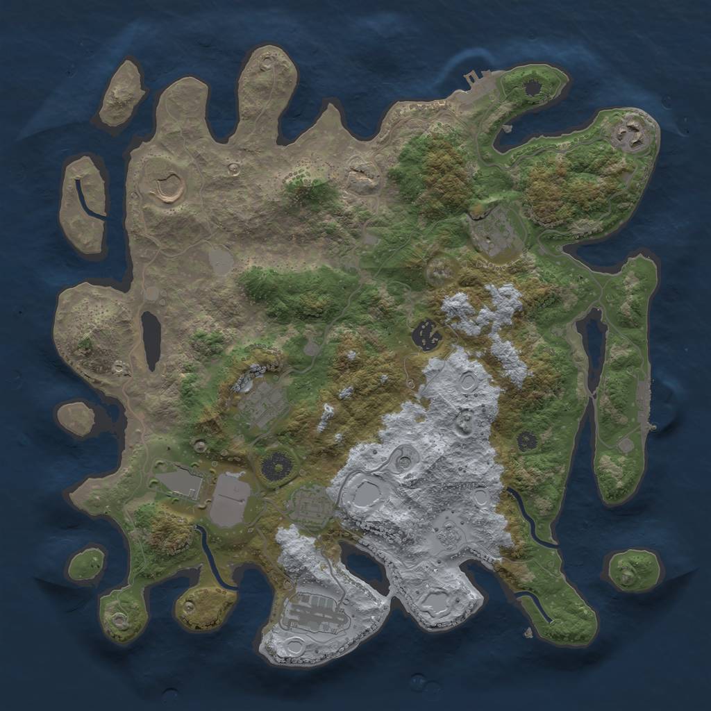 Rust Map: Procedural Map, Size: 3666, Seed: 666, 17 Monuments