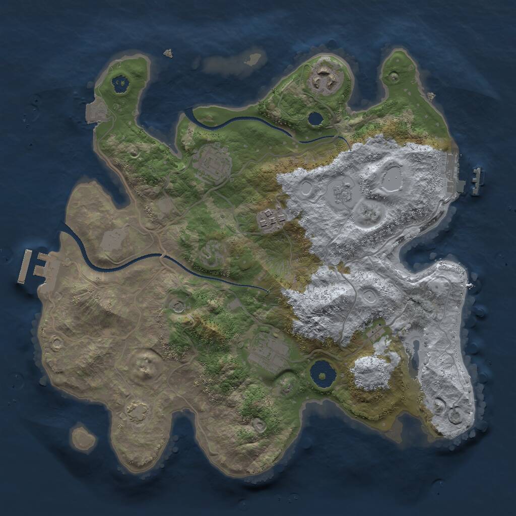 Rust Map: Procedural Map, Size: 3000, Seed: 124907146, 10 Monuments