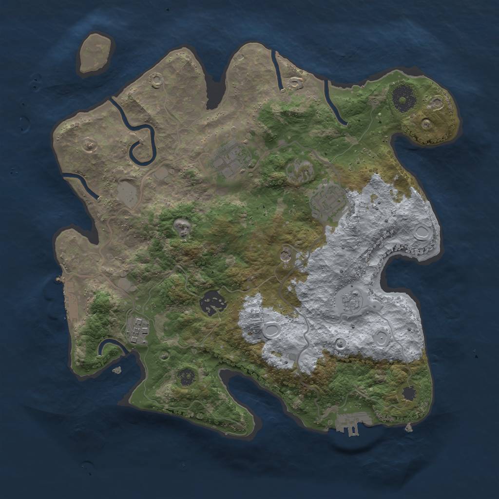 Rust Map: Procedural Map, Size: 3000, Seed: 55227, 13 Monuments