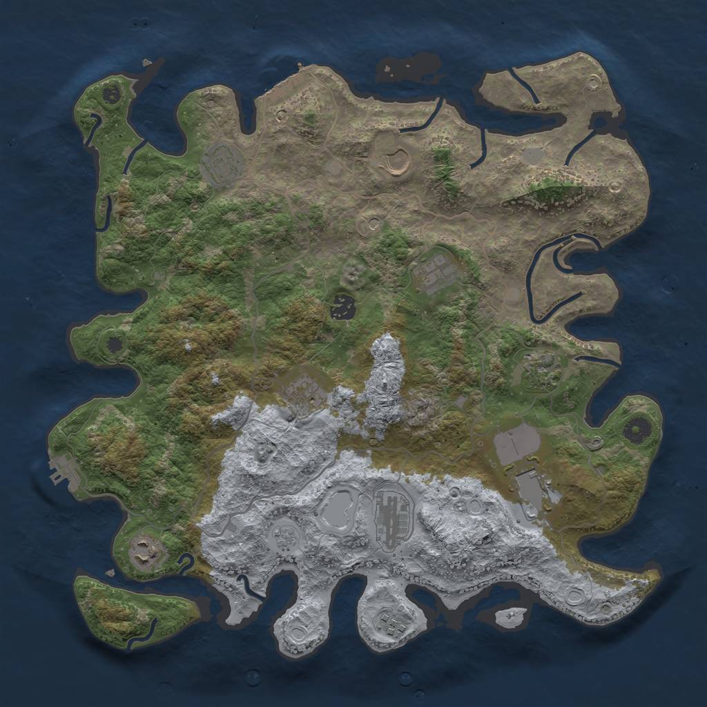 Rust Map: Procedural Map, Size: 4000, Seed: 1639380716, 19 Monuments