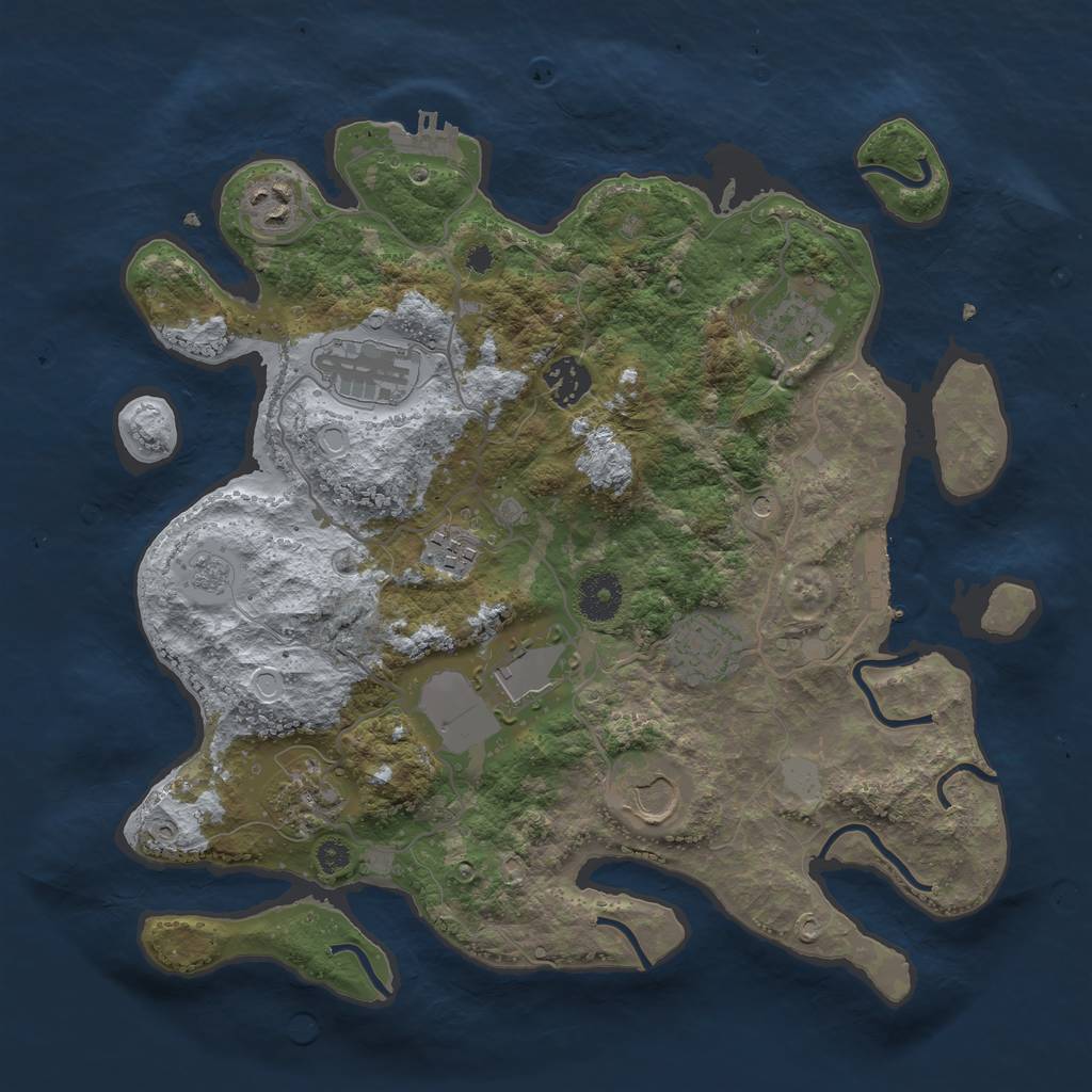 Rust Map: Procedural Map, Size: 3500, Seed: 8929922, 18 Monuments