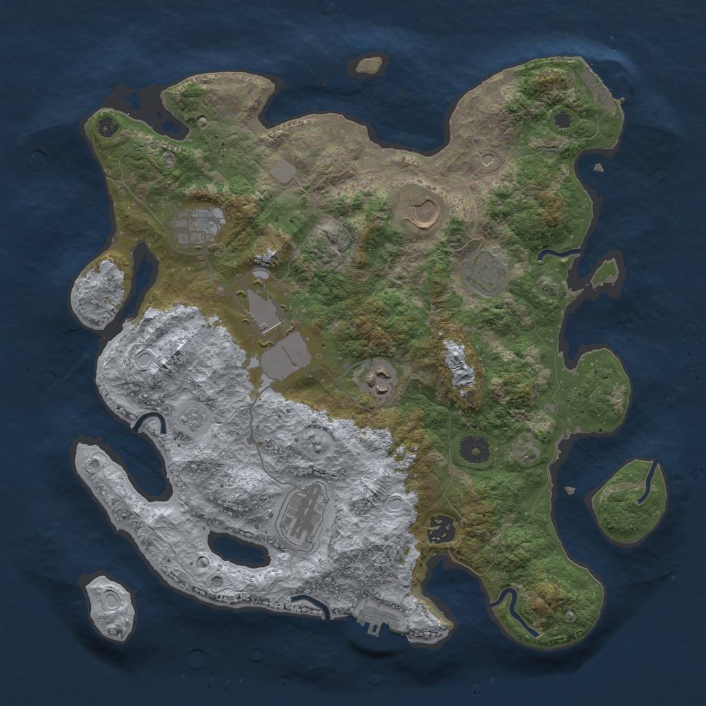 Rust Map: Procedural Map, Size: 3666, Seed: 101, 16 Monuments