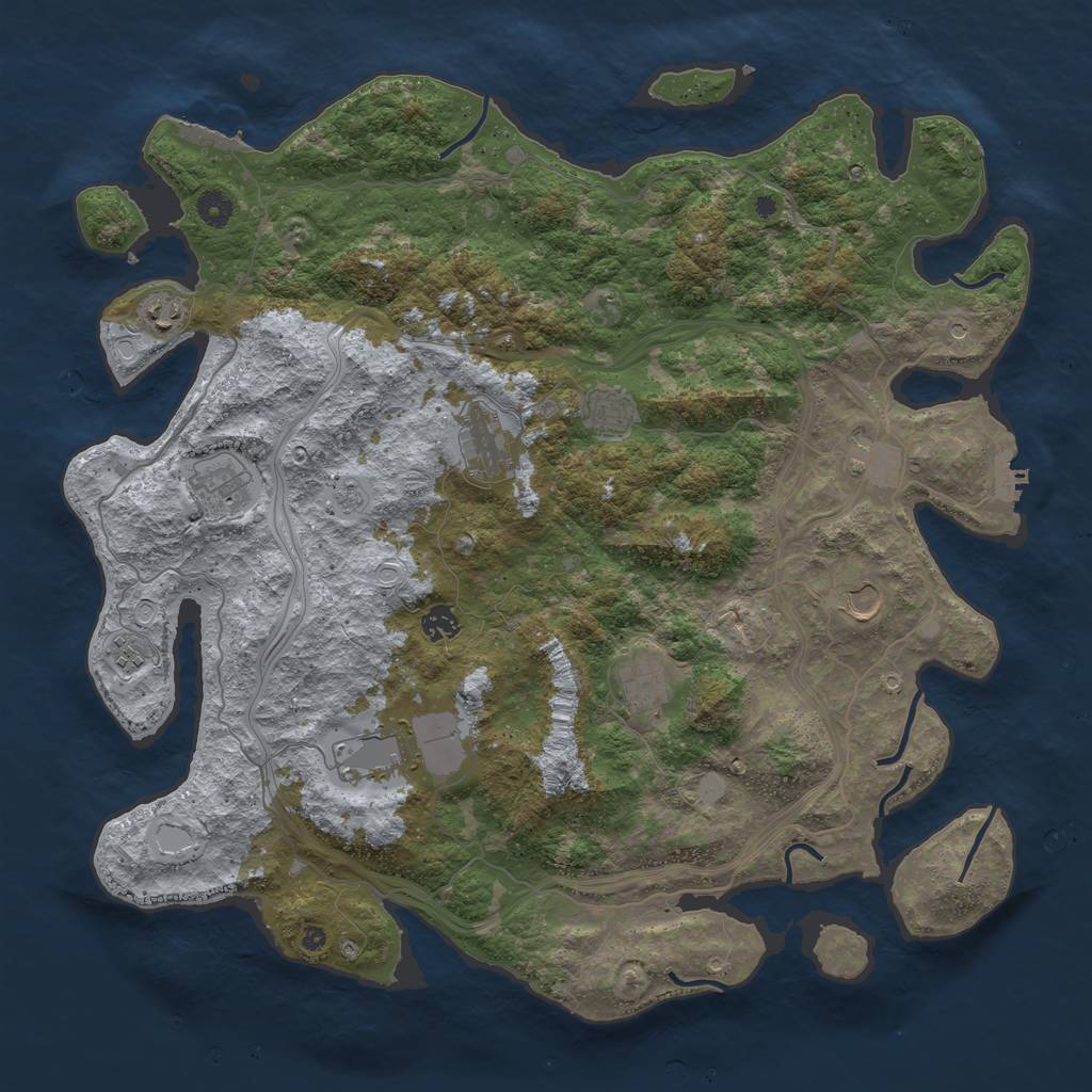 Rust Map: Procedural Map, Size: 4500, Seed: 153487, 19 Monuments