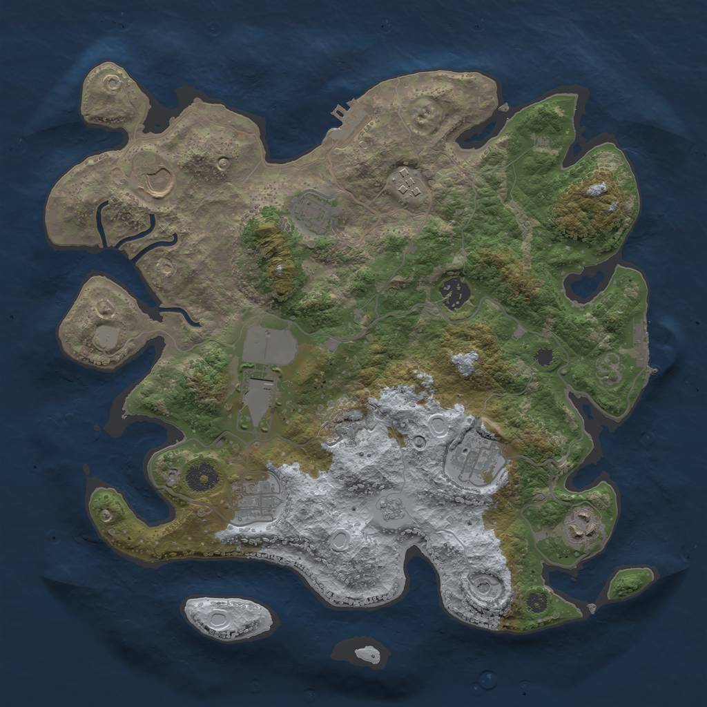 Rust Map: Procedural Map, Size: 3500, Seed: 308, 17 Monuments