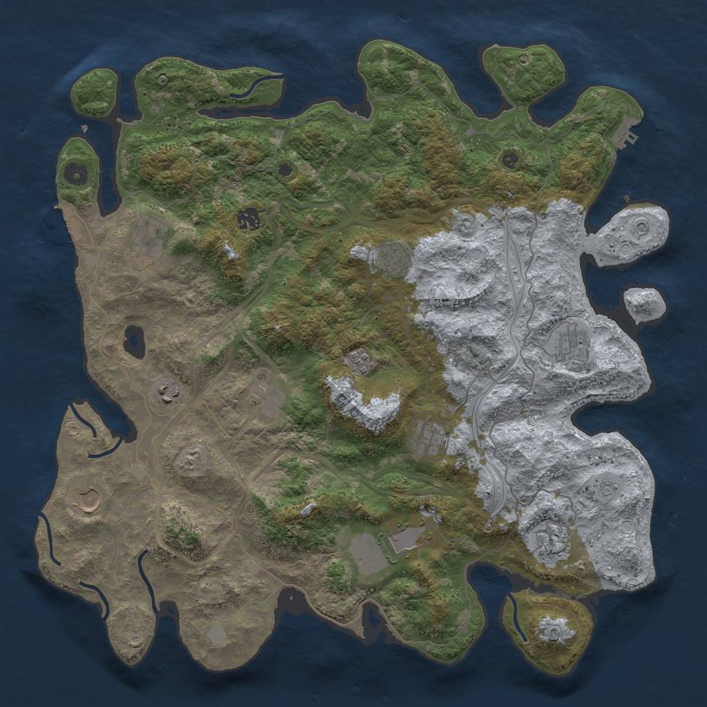 Rust Map: Procedural Map, Size: 4500, Seed: 124907146, 20 Monuments