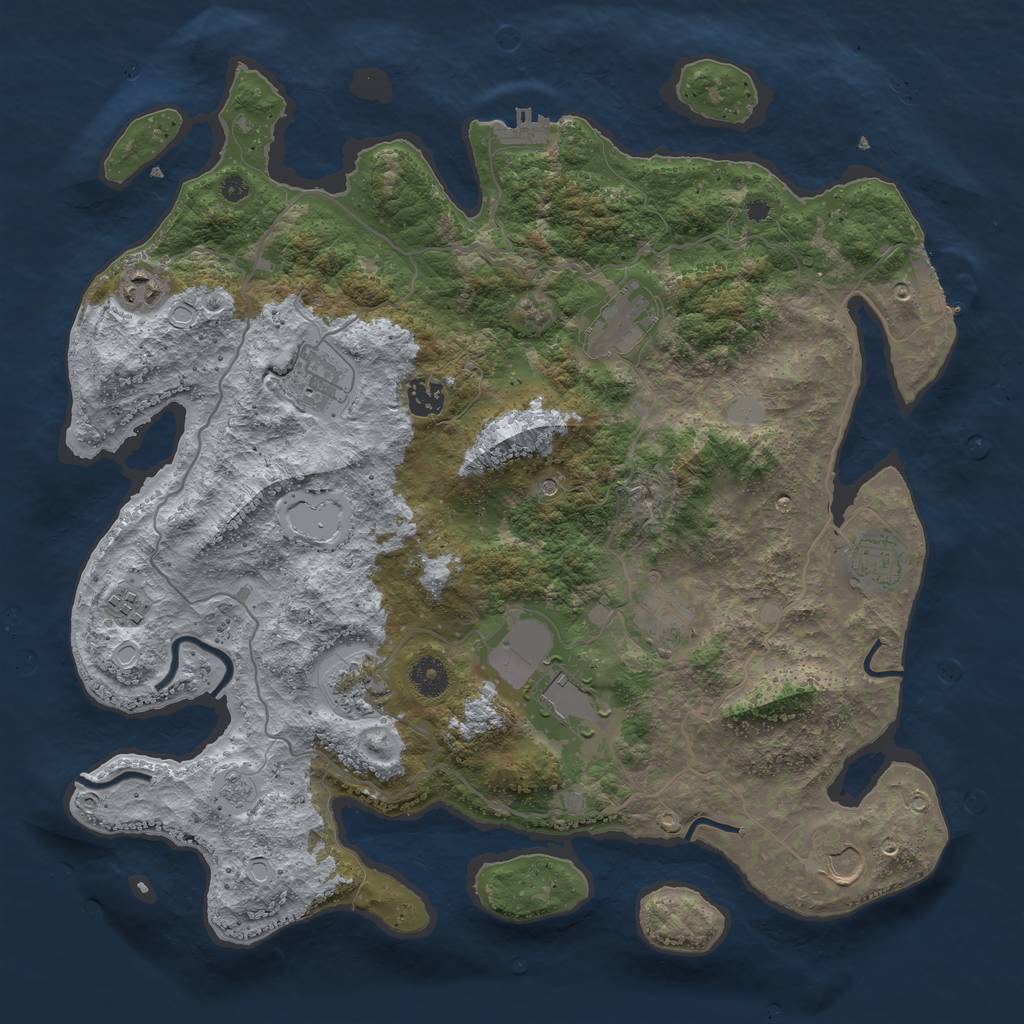 Rust Map: Procedural Map, Size: 4000, Seed: 1000030584, 19 Monuments