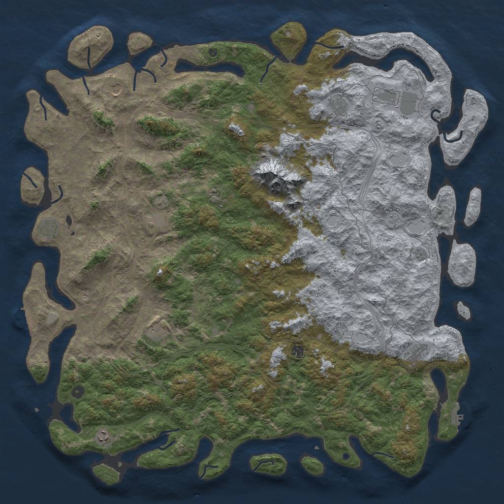 Rust Map: Procedural Map, Size: 6000, Seed: 216974384, 20 Monuments