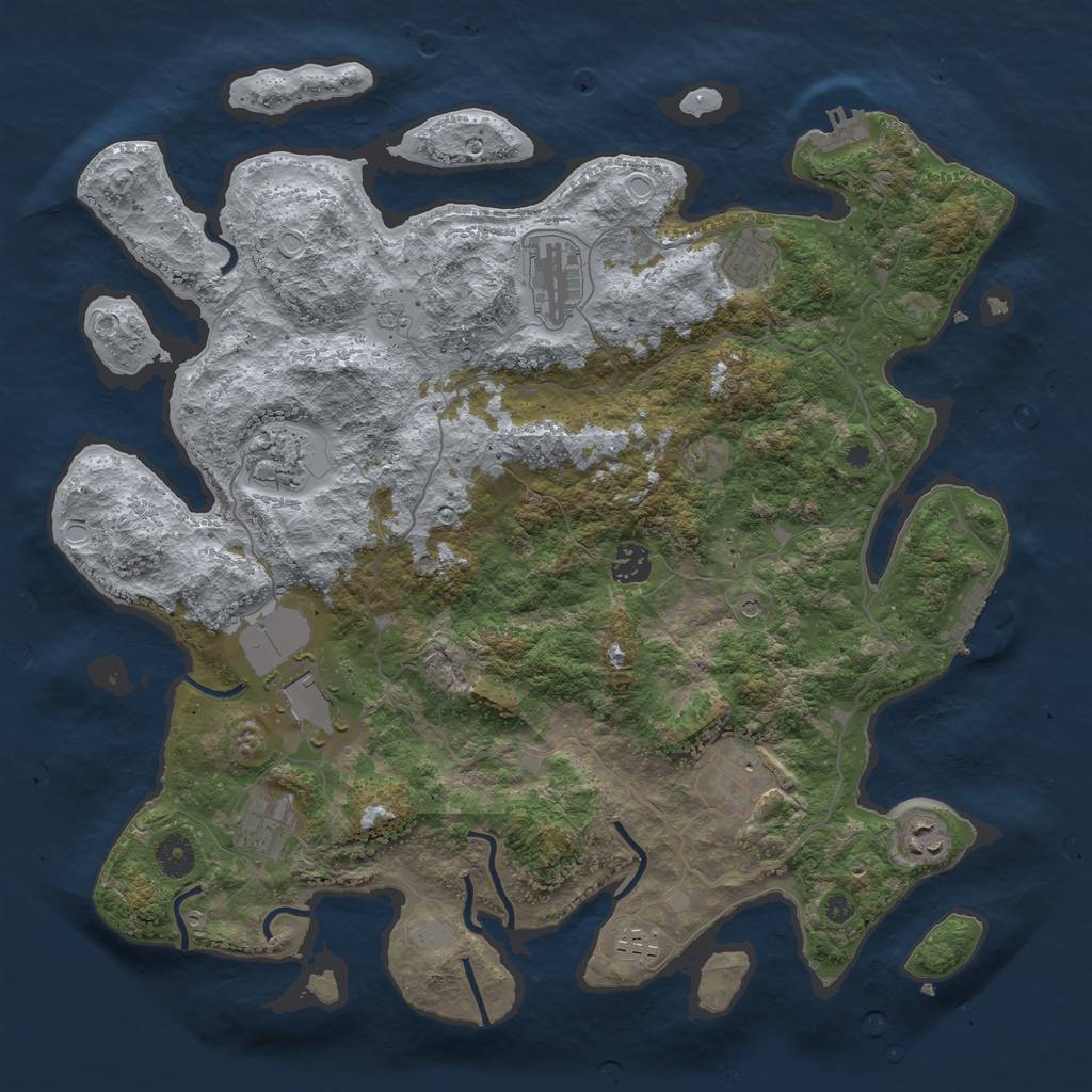 Rust Map: Procedural Map, Size: 4000, Seed: 825296, 18 Monuments