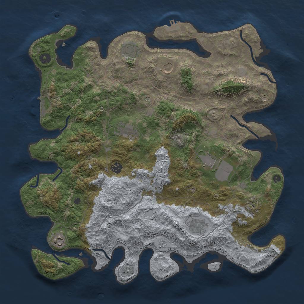 Rust Map: Procedural Map, Size: 4100, Seed: 1639380716, 18 Monuments