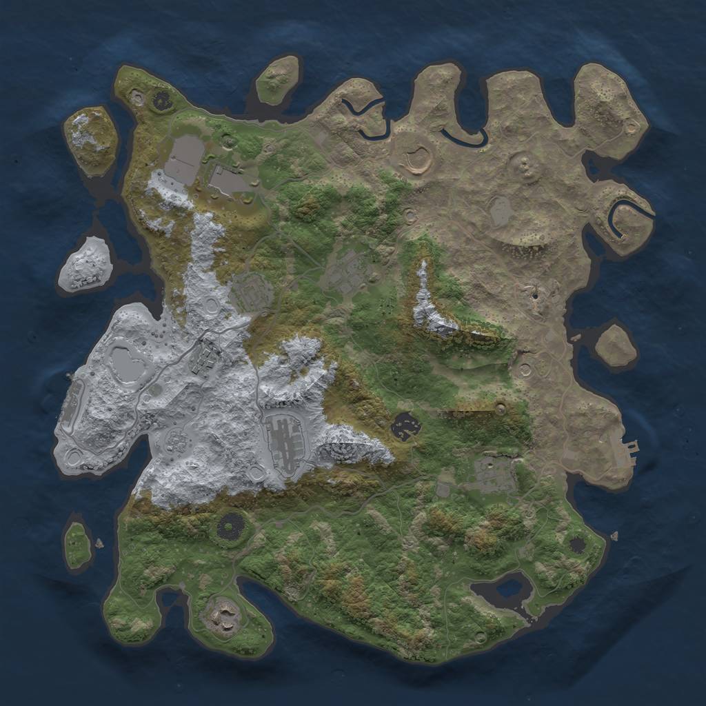 Rust Map: Procedural Map, Size: 3850, Seed: 1303896350, 18 Monuments
