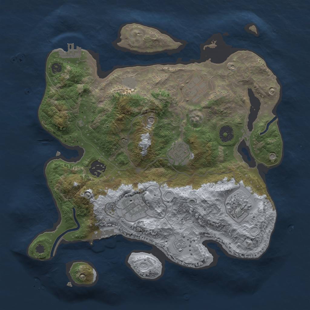 Rust Map: Procedural Map, Size: 3000, Seed: 1179604089, 14 Monuments