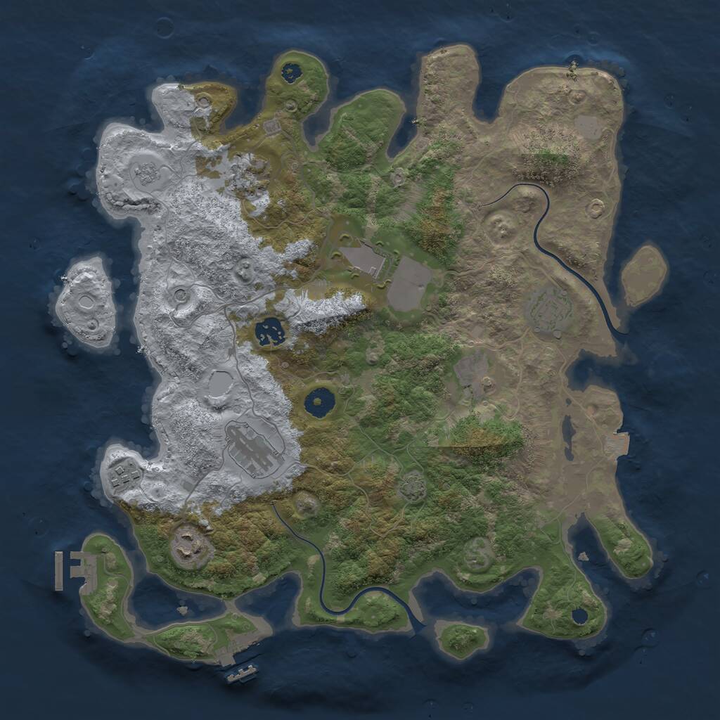 Rust Map: Procedural Map, Size: 3700, Seed: 1036042478, 14 Monuments