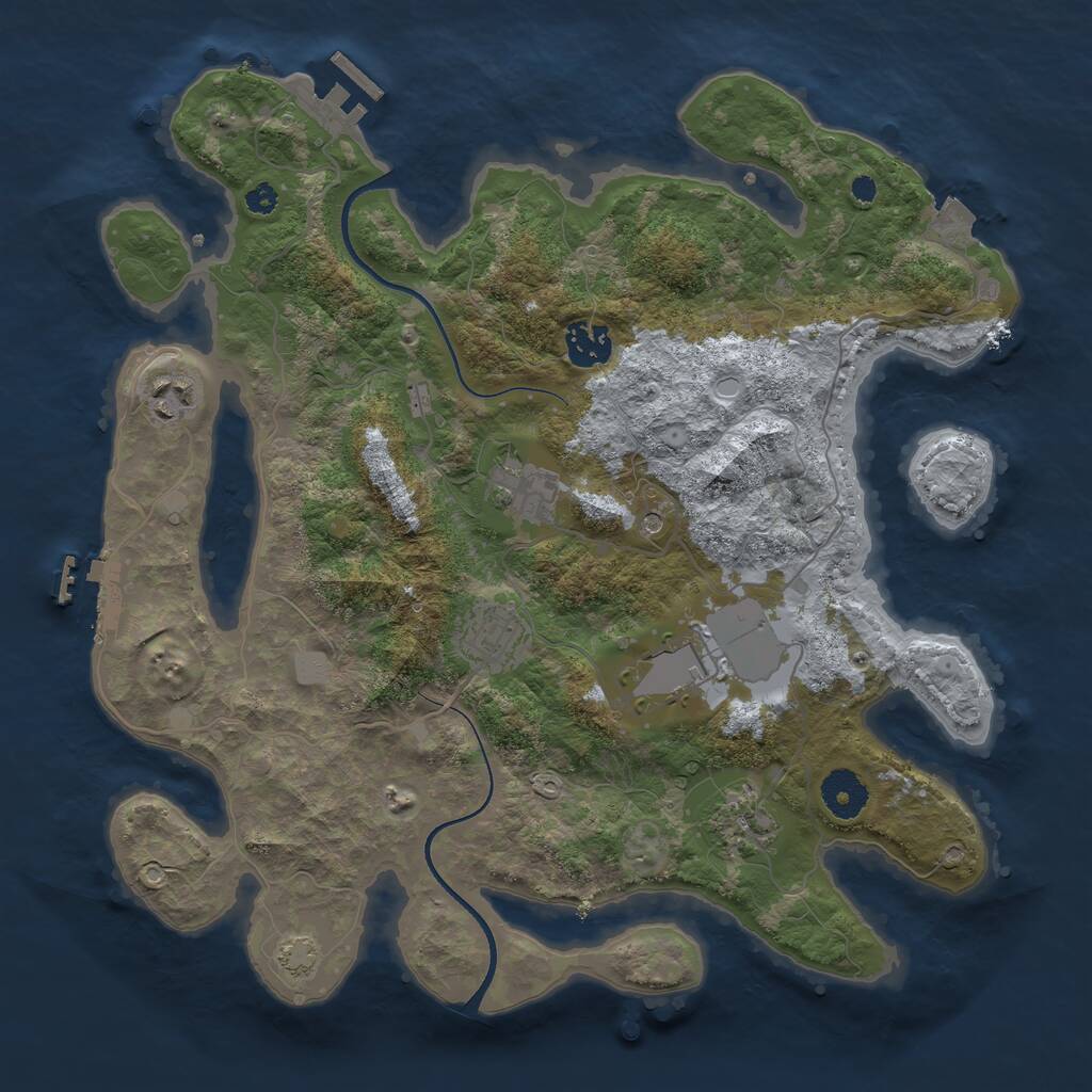 Rust Map: Procedural Map, Size: 3500, Seed: 1964990710, 11 Monuments