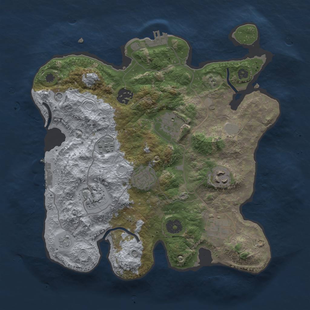 Rust Map: Procedural Map, Size: 3000, Seed: 133182952, 16 Monuments
