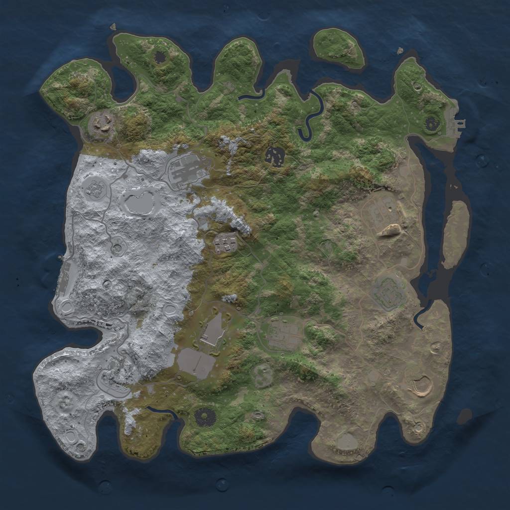 Rust Map: Procedural Map, Size: 3666, Seed: 360, 19 Monuments