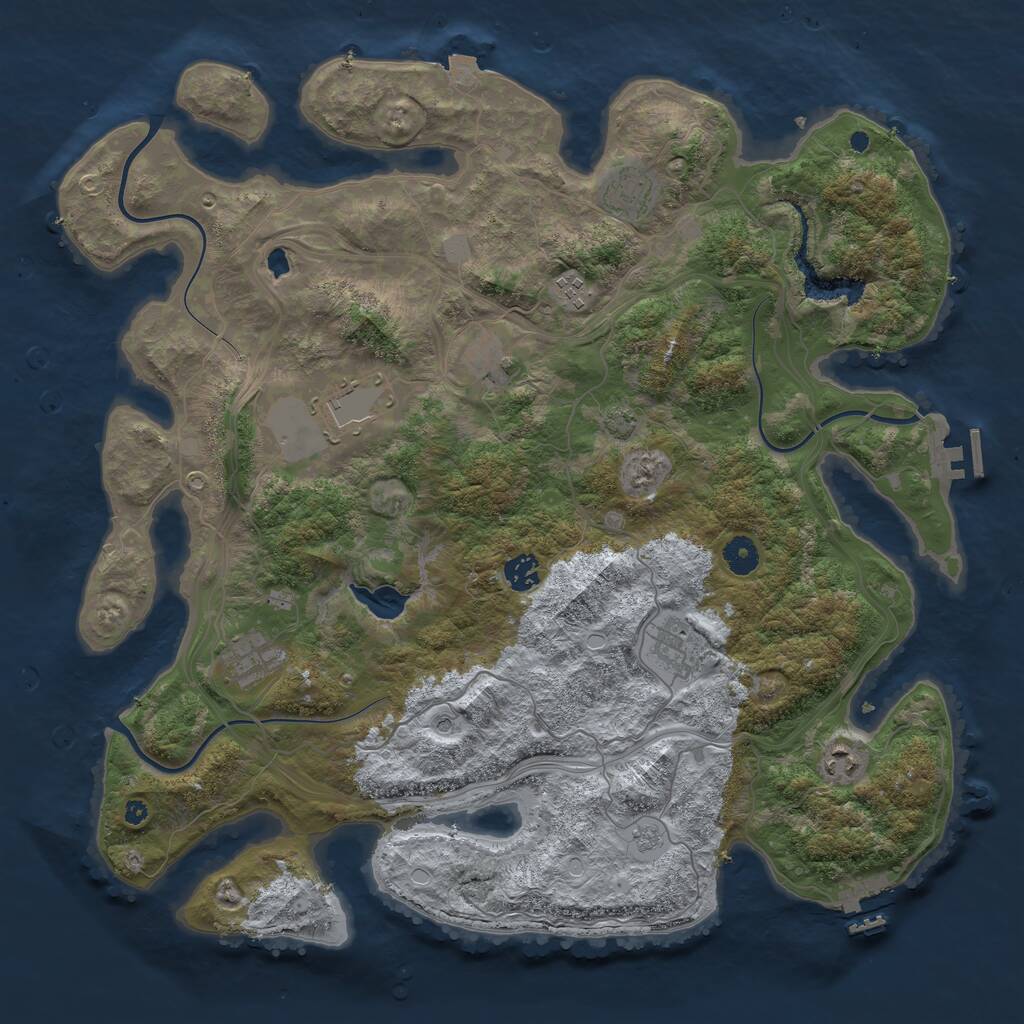 Rust Map: Procedural Map, Size: 4250, Seed: 1040417802, 14 Monuments