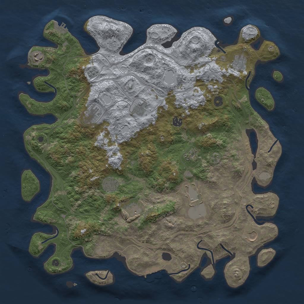 Rust Map: Procedural Map, Size: 4500, Seed: 1425938186, 20 Monuments