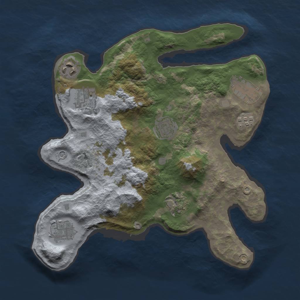 Rust Map: Barren, Size: 3000, Seed: 1466781538, 10 Monuments