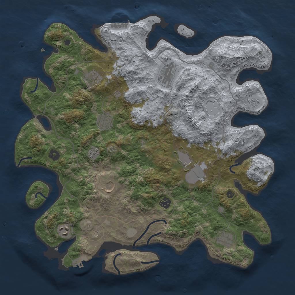 Rust Map: Procedural Map, Size: 4000, Seed: 4350, 18 Monuments