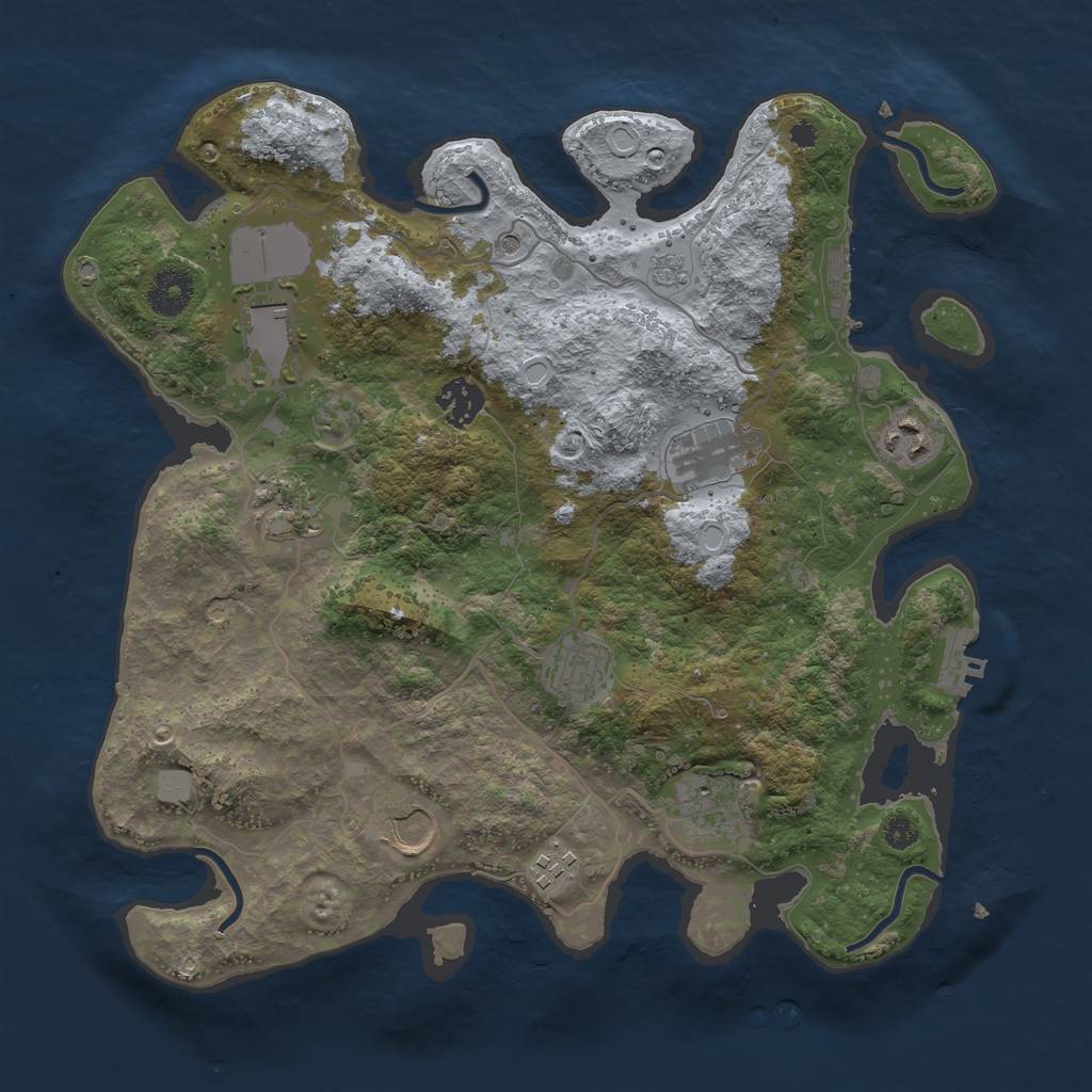 Rust Map: Procedural Map, Size: 3500, Seed: 231912893, 18 Monuments