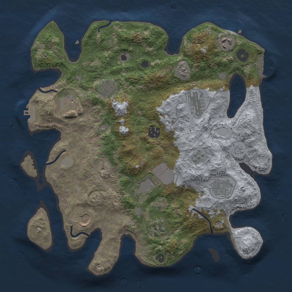 Rust Map: Procedural Map, Size: 3500, Seed: 683046627, 19 Monuments