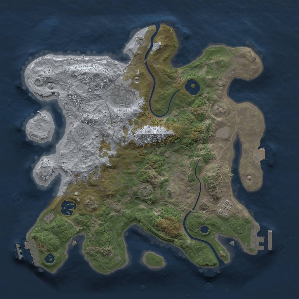 Rust Map: Procedural Map, Size: 3000, Seed: 137146673, 9 Monuments