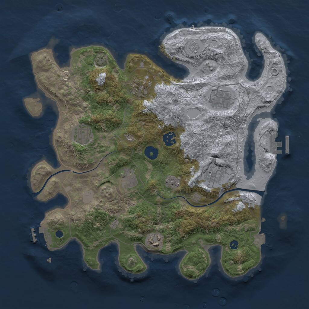 Rust Map: Procedural Map, Size: 3400, Seed: 1315313818, 14 Monuments