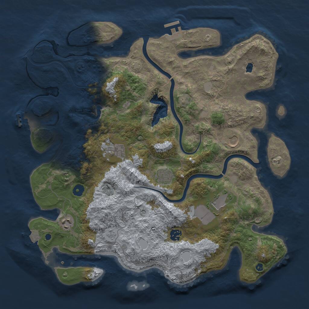 Rust Map: Procedural Map, Size: 4000, Seed: 25145879, 13 Monuments